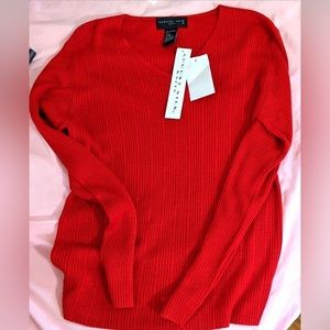 August Silk Red Ribbed Sweater